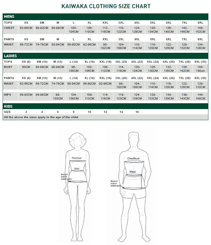 Kaiwaka Sizing Chart