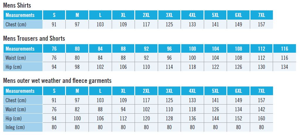 Betacraft Size Chart